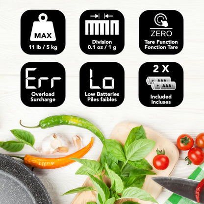 Starfrit Digital Kitchen Scale - Stainless Steel Platform - Measures Weight and Liquid Volume - 11 lb / 5 kg Capacity - Stainless Steel