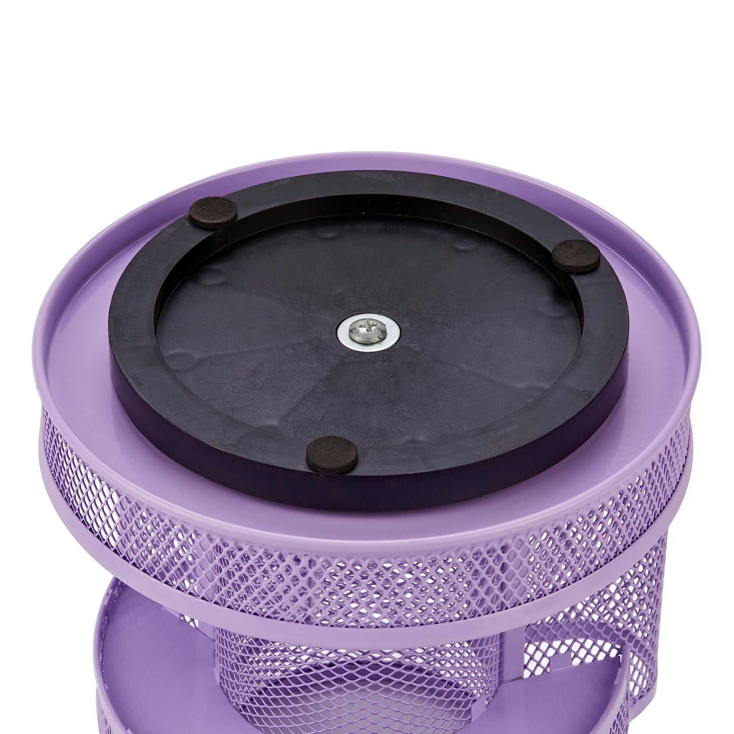 Annova Mesh Desk Organizer Rotate with 6 Compartments Round Spinning Tidy Candy/Pen Holder Desk Accessories Office, Art Supply, Storage, Classroom, Home (Light Purple)
