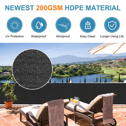 AGJIDSO Balcony Privacy Screen 3.0ft x 20ft, Heavy Duty UV Protection, HDPE Material, Modern Style, Black