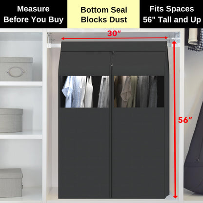 Simple Houseware Garment Covers for Clothes Rack/Closet/Hanging Clothes, Enclosed Clear Window, Dark Grey