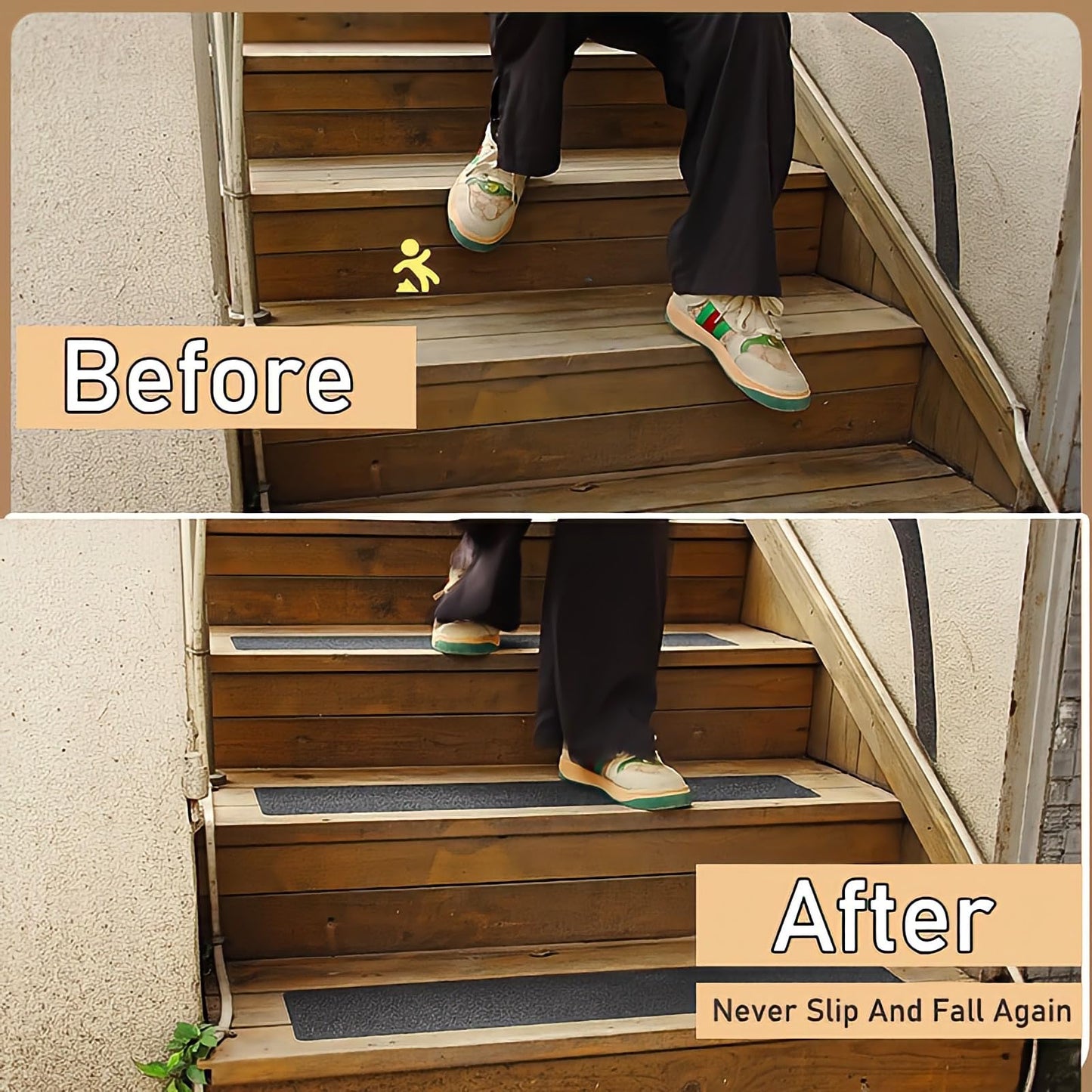 CHUANGSEED 12-Pack Non-Slip Stair Traction Tape 4''x30'' Black Anti Slip Tape 80 Grit Outdoor Treads Grip Tape- Waterproof Heavy Duty Anti Skid Strips for Steps,Deck,Staircase (Black, 4" x 30" x 12P)