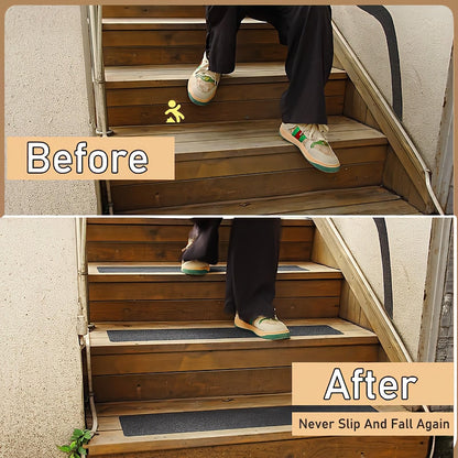 CHUANGSEED 12-Pack Non-Slip Stair Traction Tape 4''x30'' Black Anti Slip Tape 80 Grit Outdoor Treads Grip Tape- Waterproof Heavy Duty Anti Skid Strips for Steps,Deck,Staircase (Black, 4" x 30" x 12P)