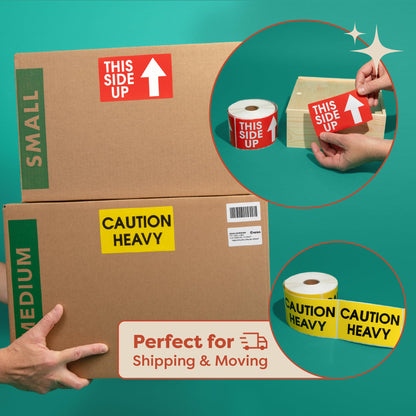 Aegis Adhesives - 3" X 5" (1 Roll, 500 Stickers) Glass - Please Handle with Care - Thank You Warning Shipping Labels