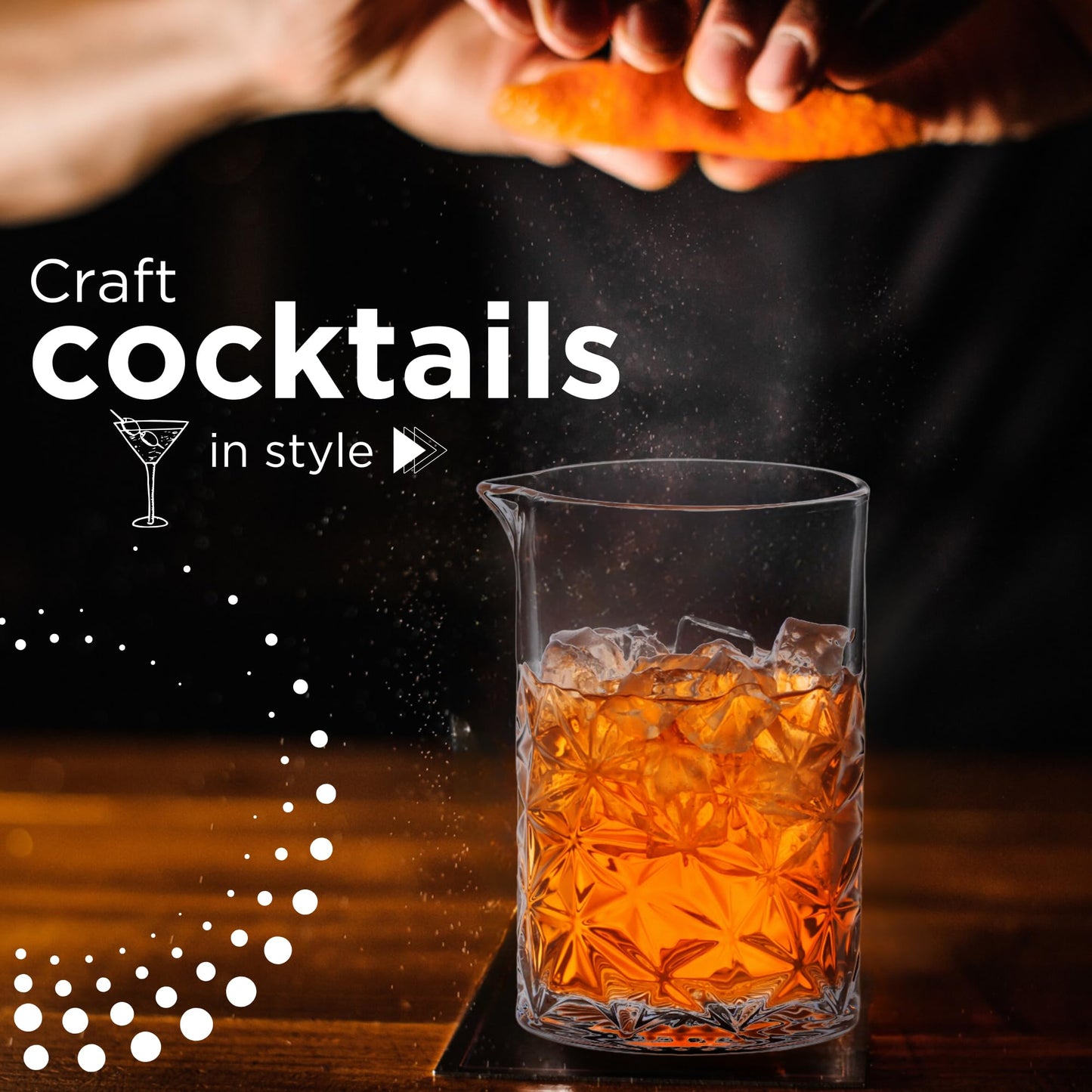 TEAVAS Cocktail Mixing Glass Set with Hawthorne Strainer - Mixology Pitcher for Stirrer Cocktails - Bartender Kit - Birthday Gifts for Friends & Family