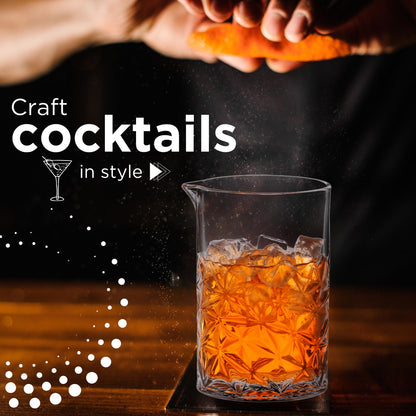 TEAVAS Cocktail Mixing Glass Set with Hawthorne Strainer - Mixology Pitcher for Stirrer Cocktails - Bartender Kit - Birthday Gifts for Friends & Family