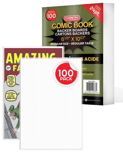 Comic Book Boards - Backboard 24PT - Compatible for All DC Comics and Marvel Comics White Boards - Comic Book Storage (Pack of 100) (Regular Comic)