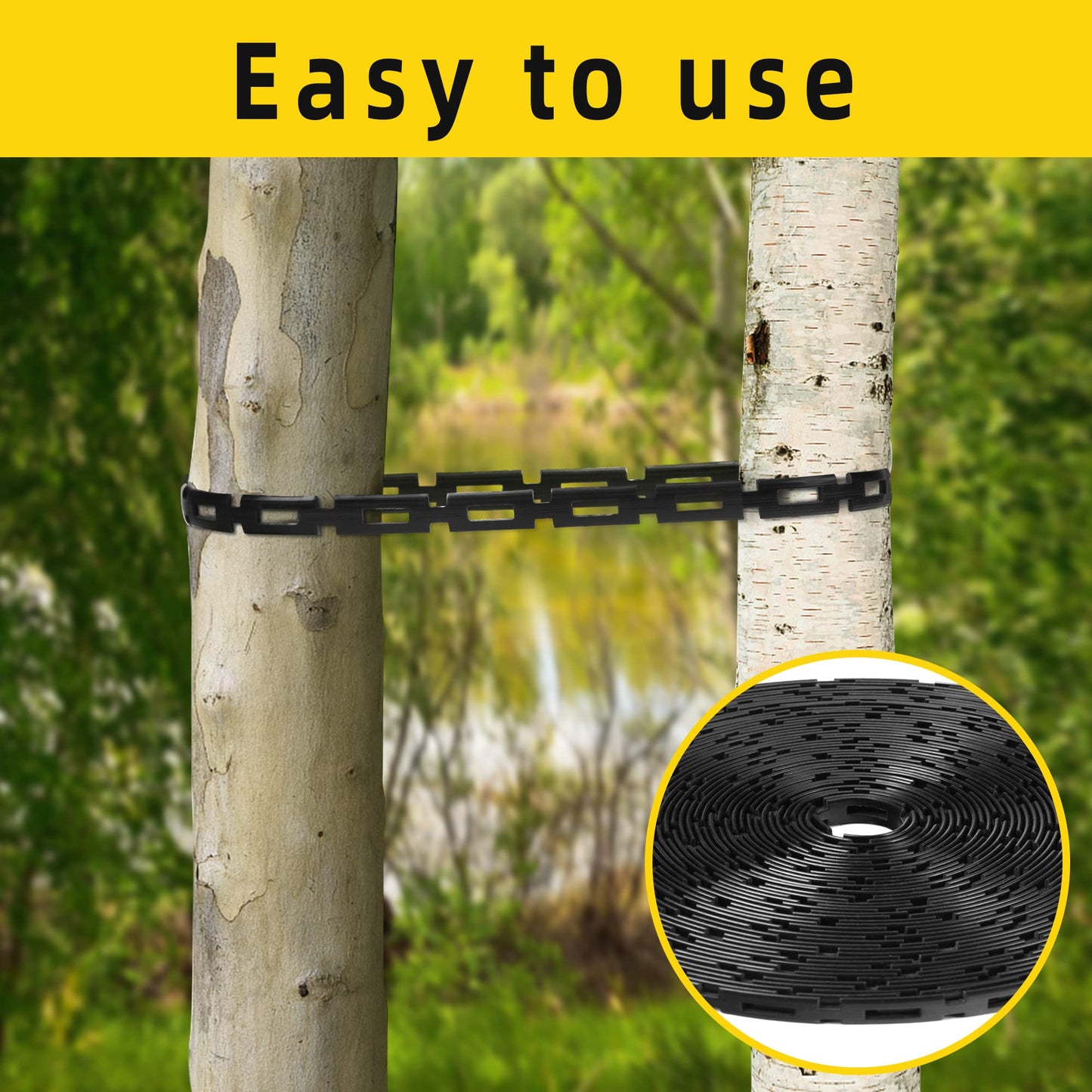 CODREE 50 FT Plastic Chain Lock Tree Tie - 1/2 Inch Wide Adjustable Tree Support Straps for Staking - Flexible Reusable Cable Plant Ties