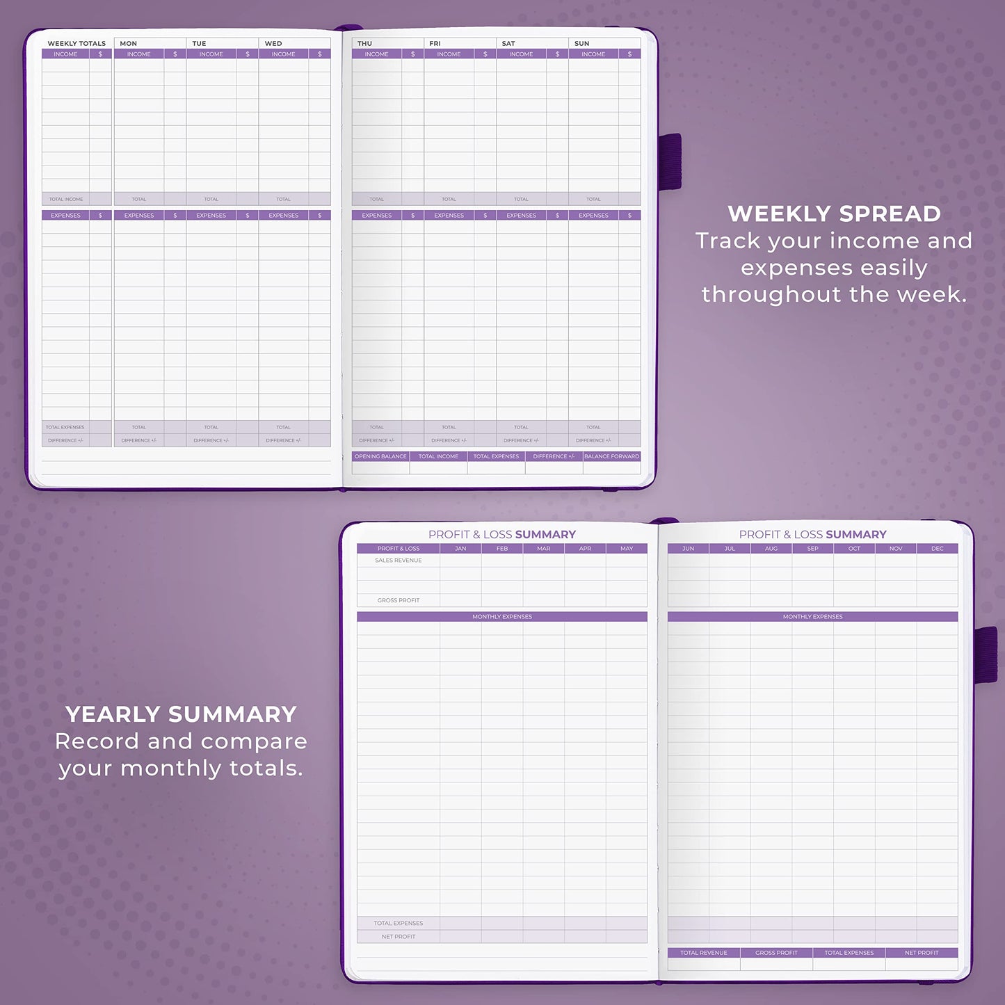 Clever Fox Income & Expense Tracker – Accounting & Bookkeeping Ledger Book for Small Business – Income & Expense Record Notebook with Receipt Pocket – Undated, A5, 5.8″ x 8.3″, Hardcover (Purple)