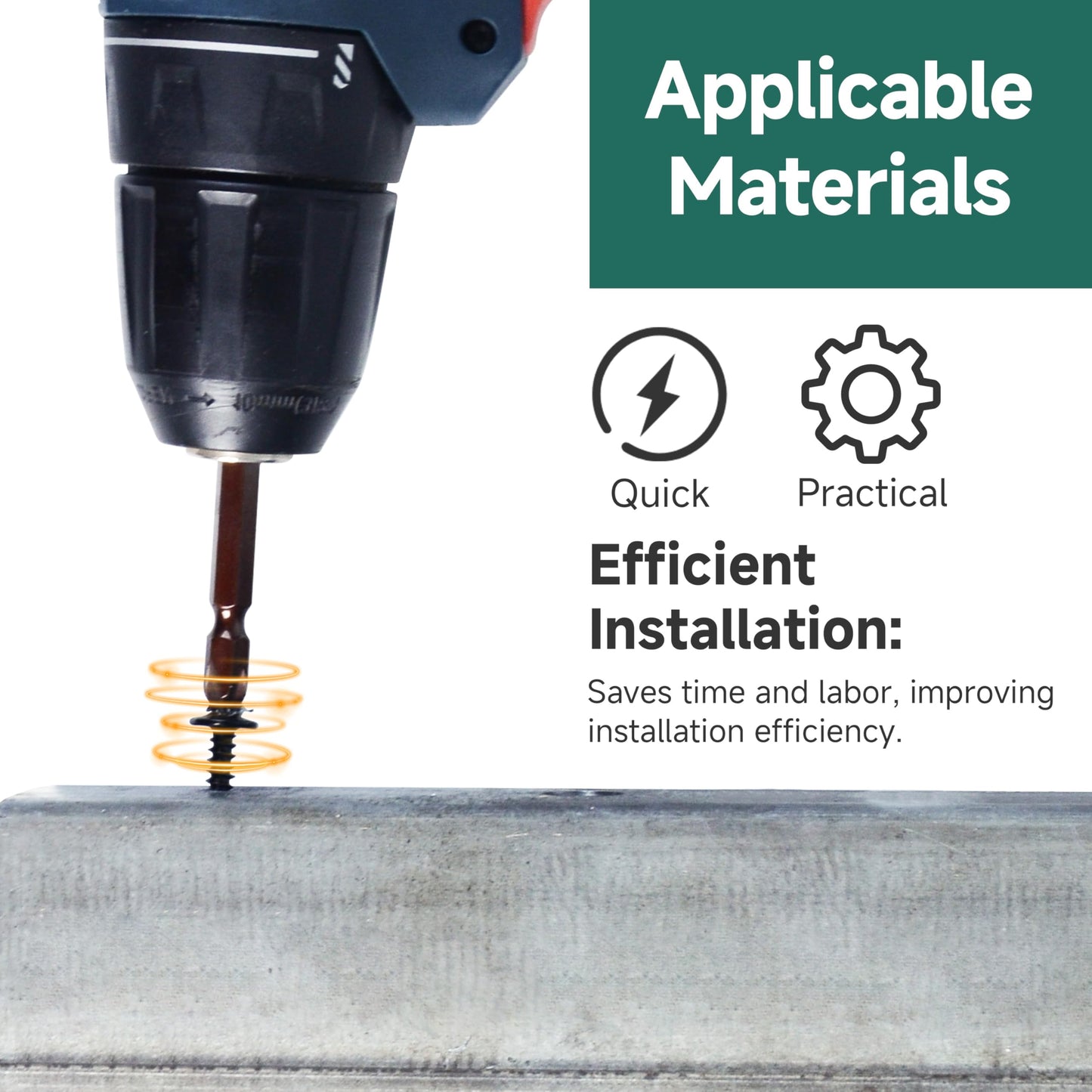 EASTPUK #8 x 1-1/4" Black Self Tapping Screws for Metal, Truss Head Phillips Drive 410 Stainless Steel Self Drilling Sheet Metal Screws with Drill Bit, Fast Tapping (Box of 200)