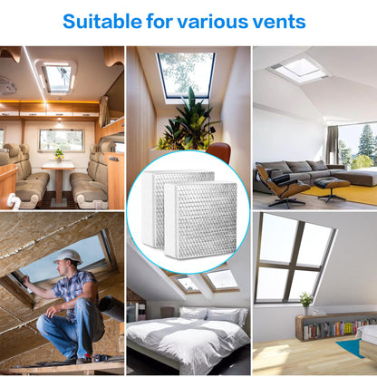 2 Pack RV Vent Insulator and Skylight Cover 14″x14″x3″ with UV Protection Layer Reduce Heat Transfer & Increase A/C Efficiency RV Accessories for Vent Inside Camper Trailer