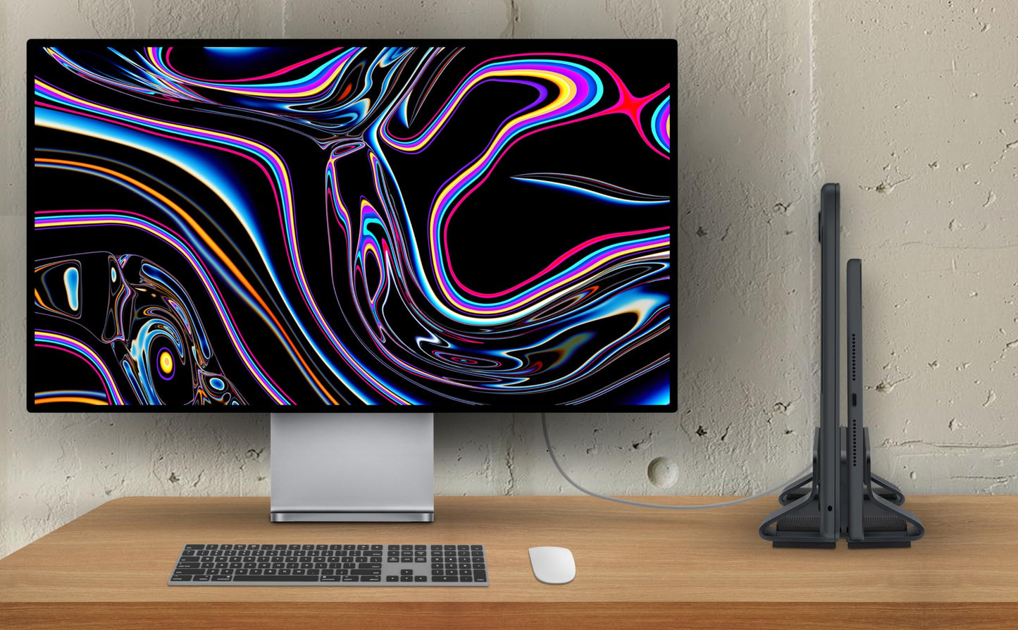 Psitek Aluminum Dual Vertical Laptop Stand Dock Holder, Supports 2 Devices, Adjustable Slot Width 12-36mm, Space-Saving Upright Storage for MacBook and Laptops