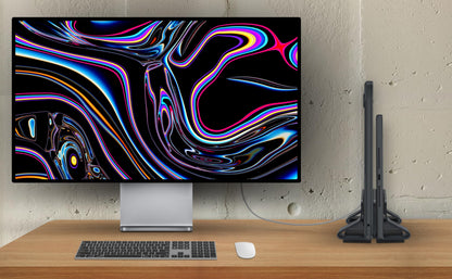 Psitek Aluminum Dual Vertical Laptop Stand Dock Holder, Supports 2 Devices, Adjustable Slot Width 12-36mm, Space-Saving Upright Storage for MacBook and Laptops
