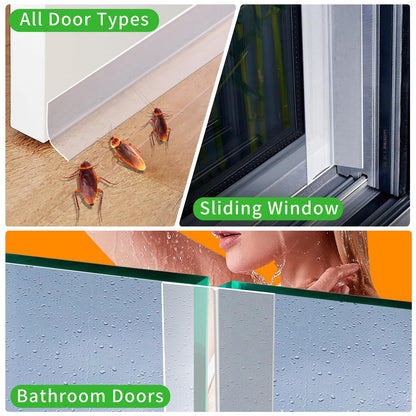 Weather Stripping Door Seal, Door Draft Stopper Silicone Seal Strip for House and Glass Shower Doors for Windows Gaps of Collision and Side, Window Insulation for Winter