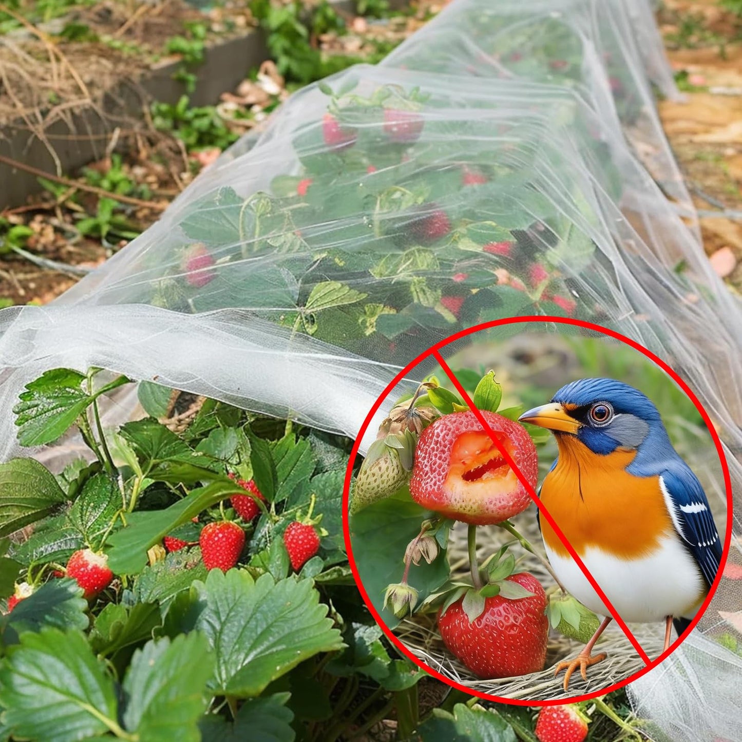 10X30FT Heavy Duty Garden Mesh Netting with Reinforced Double-Layer Edges, 40g/㎡ Ultra Fine Plant Cover for Anti Mosquito and Birds, Insect Mesh Barrier for Vegetables Plants Fruits Flowers (3X9M)