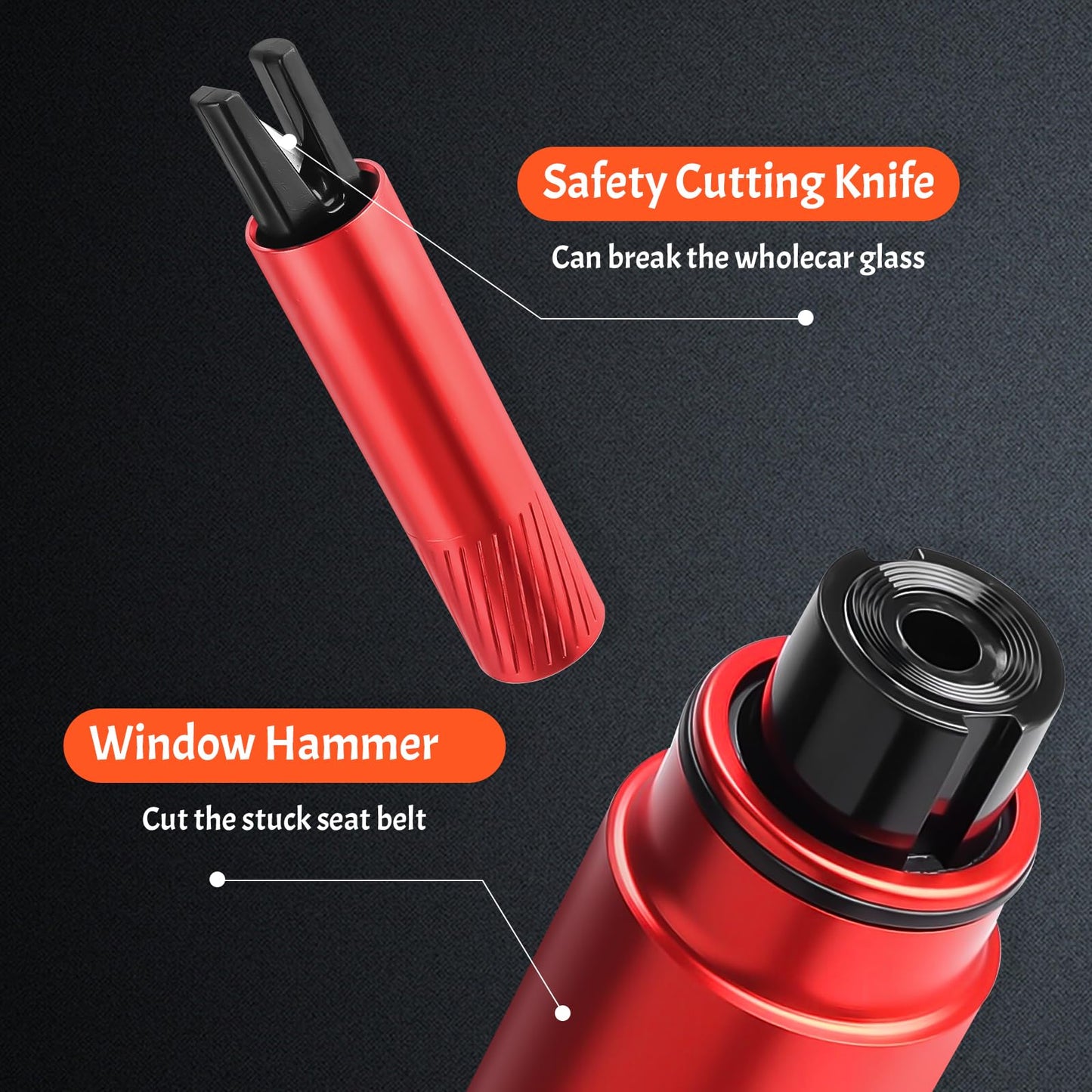 2 in 1 Life Hammer with Seatbelt Cutter, Safe Hero Life Hammer, Car Window Breaker Emergency Escape Tool, with One-Second Break Technology & Reusable Adhesive Base, 3 Pack