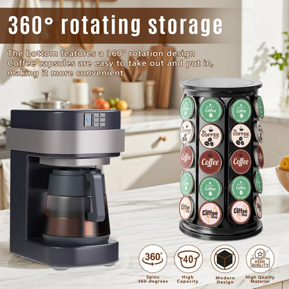 TOMSHUB K Cup Holder，Coffee Pod Storage Carousel Holder Organizer Compatible with 40 Keurig K-Cup Pods，Home or Office Kitchen Counter Organizer