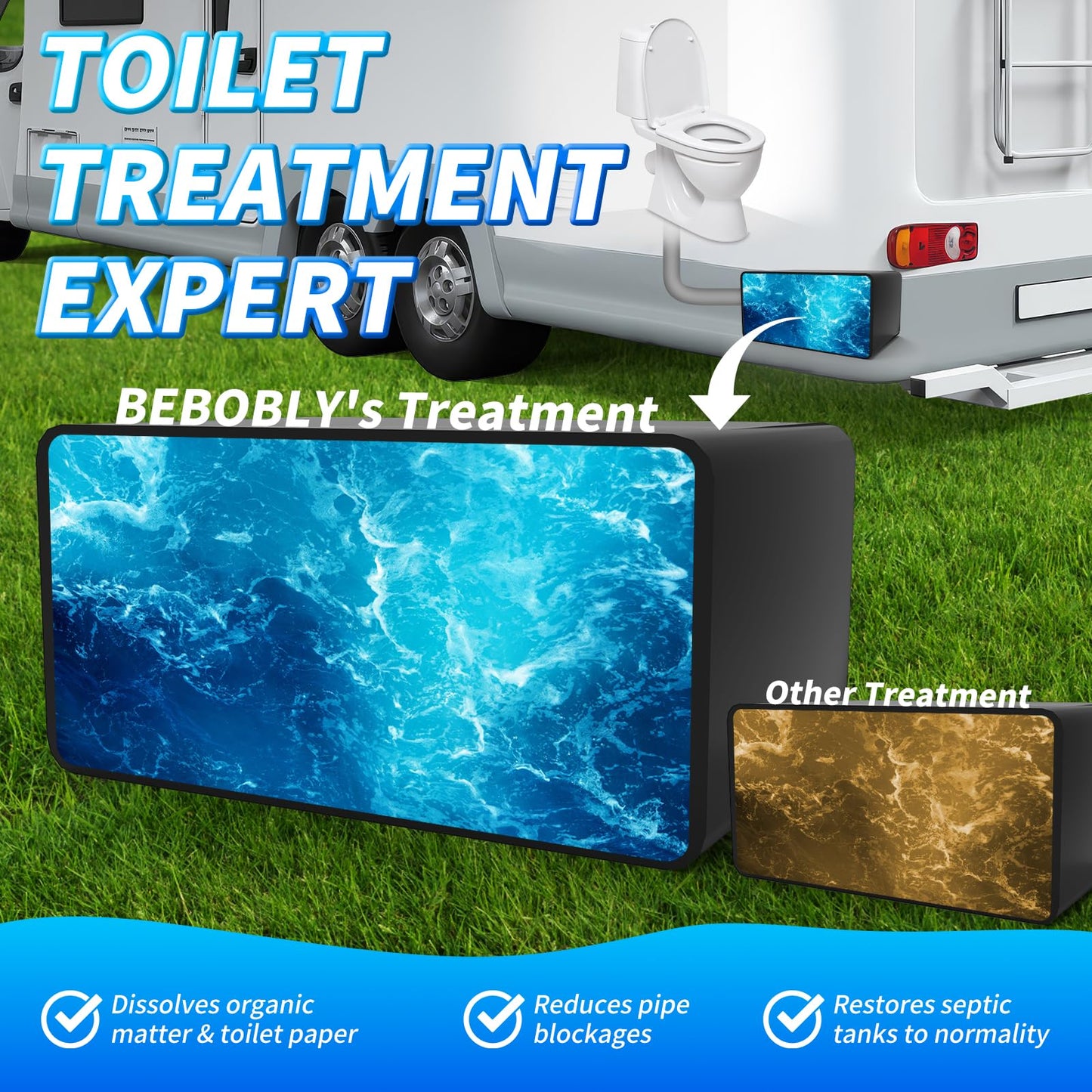 RV Toilet Treatment Drop Ins, Extra Strength Septic Tank Treatment & Cleaner, Waste Breakdown/Odor Control, RV Black Tank Treatment for RVs, Boats & Portable Toilets, Odor Eliminator, 20 Packs