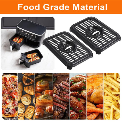 Air Fryer Replacement Parts for Ninja Foodi DualZone Air Fryers, 2 PCS Food Grade Air Fryer Accessories Grill Pan Plate Crisper Plate Rack Tray for Ninja DZ090 DZ201 DZ100 Air Fryer, Dishwasher Safe