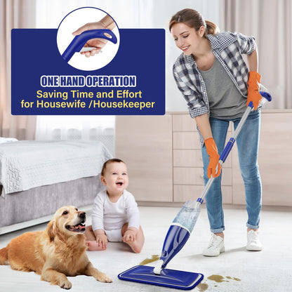 Spray Floor Mops with 3 Reusable Washable Pads for Cleaning Floors - EXEGO Microfibre Floor Mop with Spray Wet Dry Mops Household Flat Mop for Cleaning Laminate Tile Wood Hardwood Ceramic Vinyl