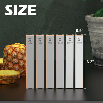 XARILK 6 PCS Diamond Knife Sharpening Stones Set with Aluminum Base 6.2×0.9", Diamond Plates Kit for XARILK Type Sharpeners System, 180# 400# 800# 1500# 2000# 3000# Grit