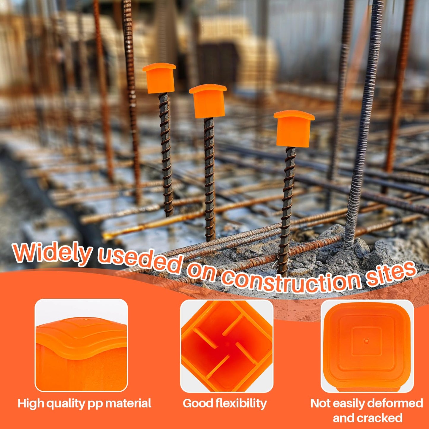Sukh Rebar Caps - 60Pcs Reber Cap Cover Plastic End Caps Orange Mushroom Rebar Safety T- Posts Caps Building Construction Rebar Protection Stakes Fits Rebar Stake Size #3#4#5#6#7 Rebar Cover