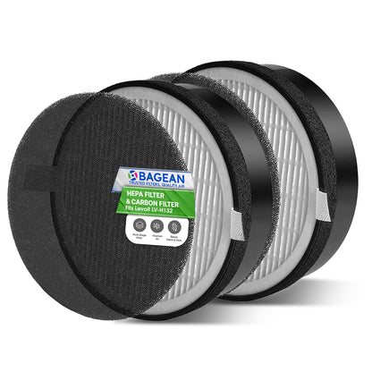 Bagean LV-H132 Replacement Filter for Levoit Air Purifier Compatible with Levoit Filter Replacement - Certified H13 True HEPA with Activated Carbon Filters 99.97% of Particles and Purifies Air (2-Pk)