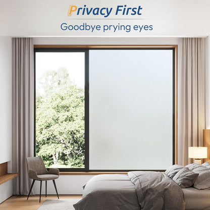 rabbitgoo Window Films for Privacy, Static Cling Frosted Glass Sticker, Non-Adhesive Privacy Film Sun Blocking Window Covering Frosting Vinyl Bathroom Sliding Glass Door, 60 x 200cm, Pure Frosted