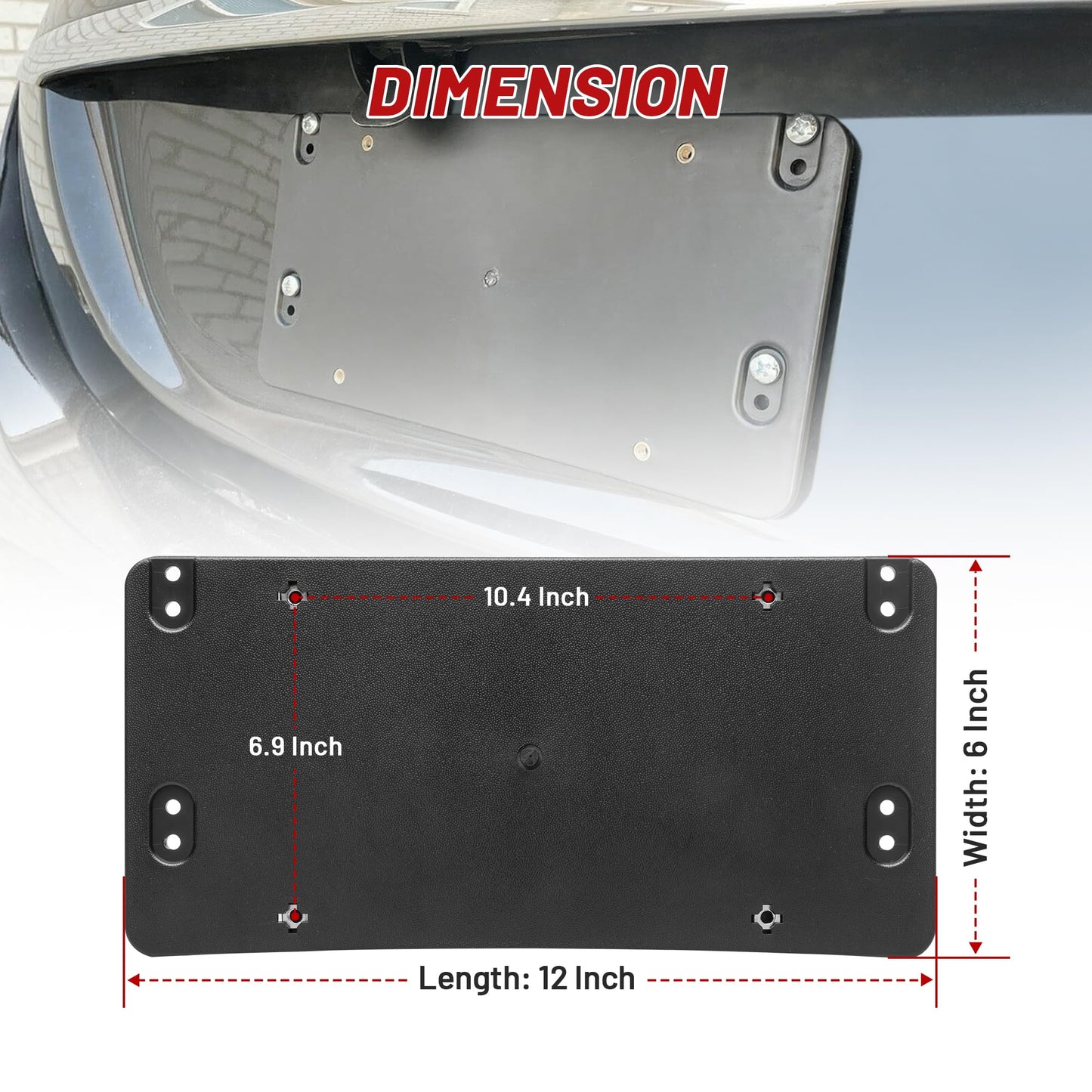 RED WOLF Rear License Plate Bracket Fit for 2008-2023 Mercedes-Benz Replace for Tail Bumper Car Tag Holder Frame Replace OE 1698170211 A0008101711 w/Mounting Screws Cover Wrench