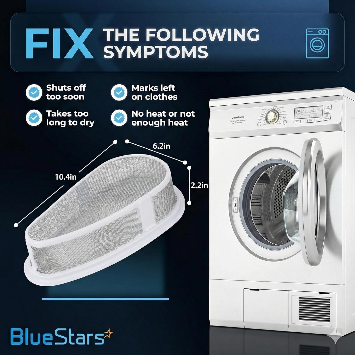 BlueStars [UPGRADED] W10828351 Dryer Lint Filter with Cover Replacement - For Kenmore Whirlpool KitchenAid Roper Dryers - Replaces 8531967 8531964 AP5985829 348400 348399