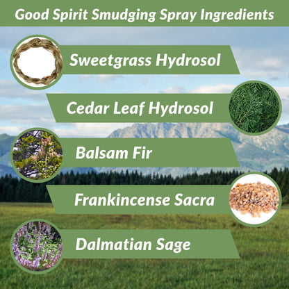 Smudging Spray by Nascentials 240ml | Sweetgrass, Cedar Leaf, Balsam Fir, Frankincense & Dalmatian Sage | Bonus 60ml Travel Size | Spray to Cleanse Spaces and Energy | Made with Pure Essential Oils