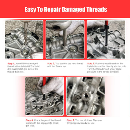 BILITOOLS M12x1.25 Thread Repair Kit, HSS Drill Helicoil Repair Kit Metric