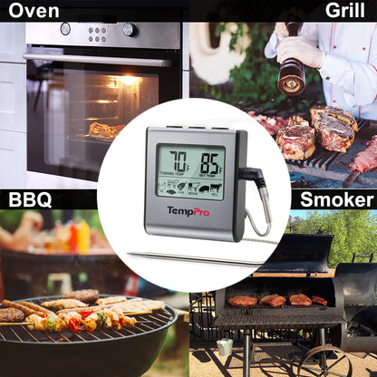 ThermoPro TP-16 Meat Thermometer with Stainless Steel Probe for Indoor Outdoor Use, Digital Cooking Thermometer for Grill, Barbecue, Oven, Smoker, Candy