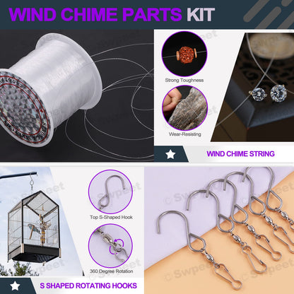 Swpeet 61pc Wind Chime Tubes & Wire Kit with Swivel Hooks, DIY Crafts Hanging Wind Chimes