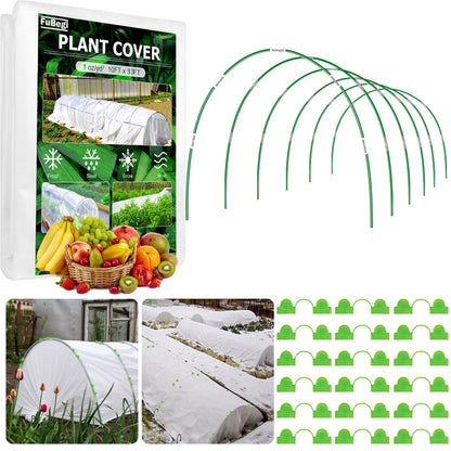 3x10M Plant Cover Freeze Protection Garden Hoops Kit for Winter, Fabric Floating Row Cover Frost Cloth Outdoor Plant Blanket for Frost Snow Protection, Greenhouse Garden Tunnel Hoops for Raised Beds