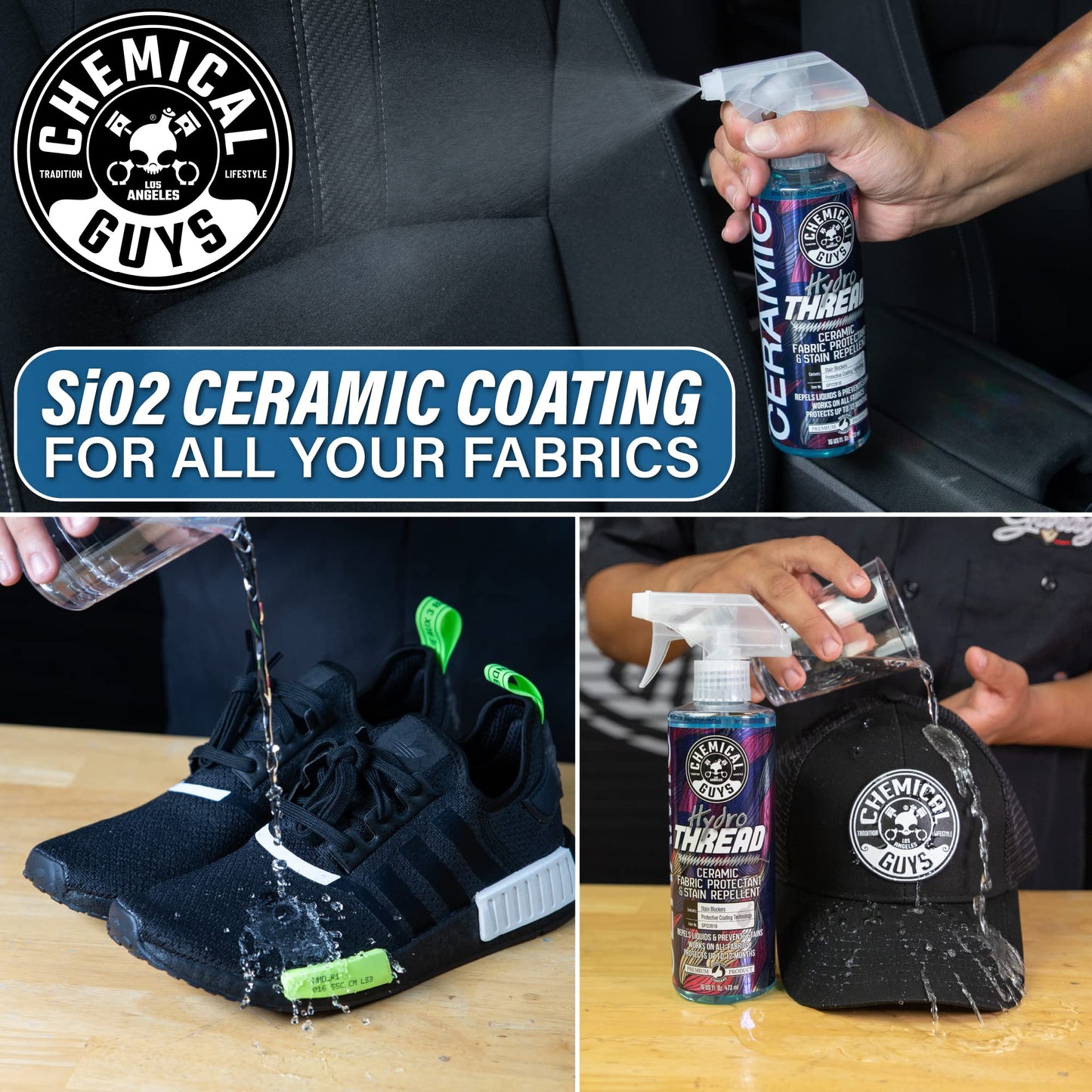 Chemical Guys HydroThread Ceramic Fabric Protectant & Stain Repellent (Works on Fabric, Carpet & Upholstery), 473 ml