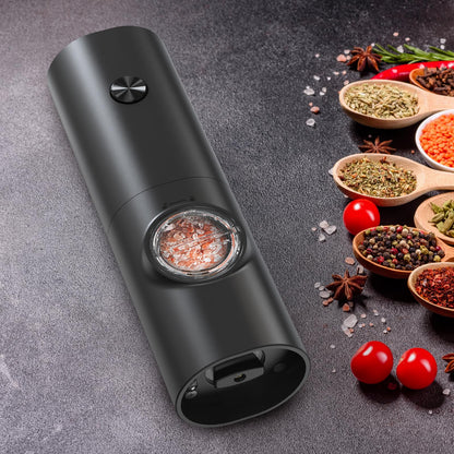 CIRCLE JOY Salt and Pepper Grinder Set Electric Pepper Grinder Automatic Pepper Mill with Adjustable Coarseness, Battery Powered Operation, Black