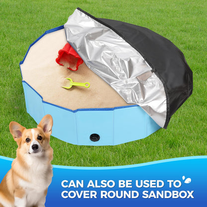 Tufmunb 71 inch Dog Pool Cover, Portable Round Collapsible Bathing Tub Kiddie Pool Cover with Oxford Cloth Material and Drawstring Design, Waterproof and Dustproof (Black) - Only Cover