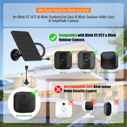 Rhorawill Solar Panel for Blink Outdoor 4(4th Gen)/Blink Outdoor(3rd Gen) XT3 and Blink XT2/XT Camera(Not Included)/Blink Outdoor Camera,Blink Solar Panel with Mount 13.1ft Cable Rubber Plug