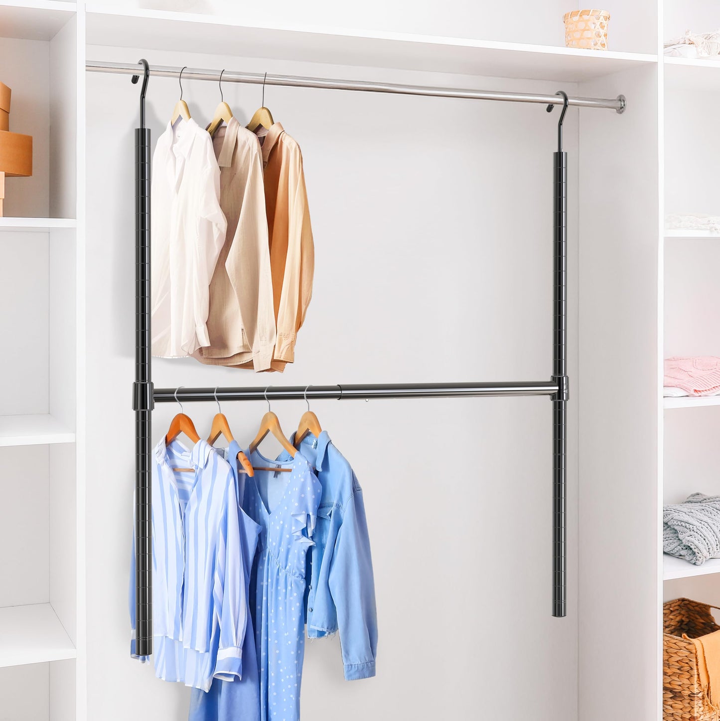 Simple Houseware 18 to 30 Inch Adjustable Closet Hanging Rod, Black