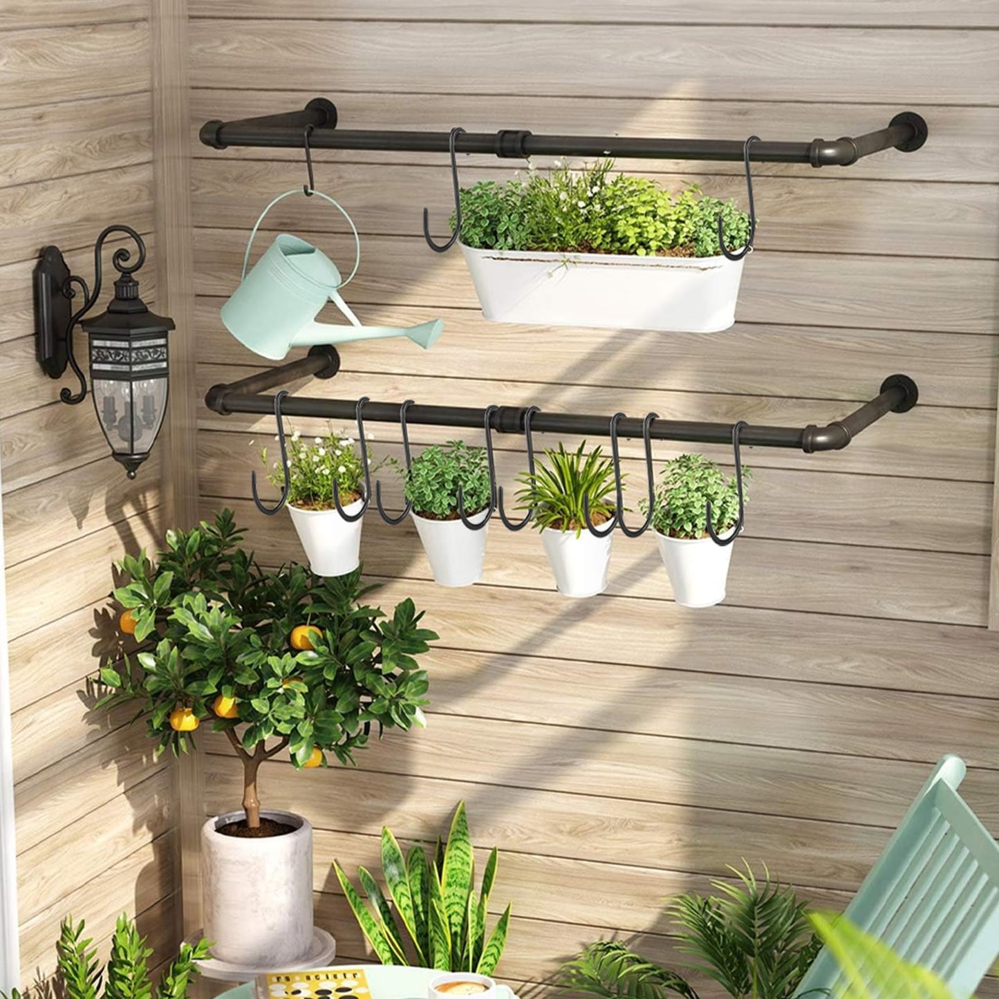 Acrux7 24 Pack 6 Inch S Hooks, Heavy Duty Large S Hook, Black Vinyl Coated Non Slip Metal Large S-Hooks for Hanging Plants, Pots, Garden, Garage, Jeans Hangers