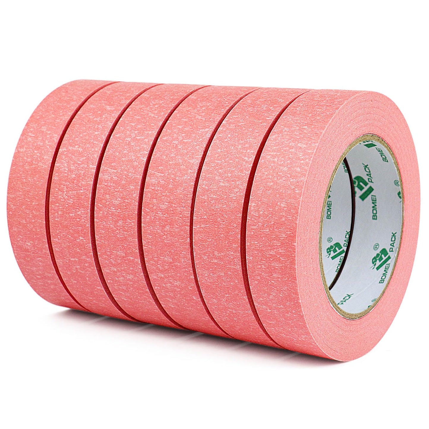 BOMEI PACK Pink Painters Tape 24mm x 55yds, 6Rolls Masking Tape for General Painting