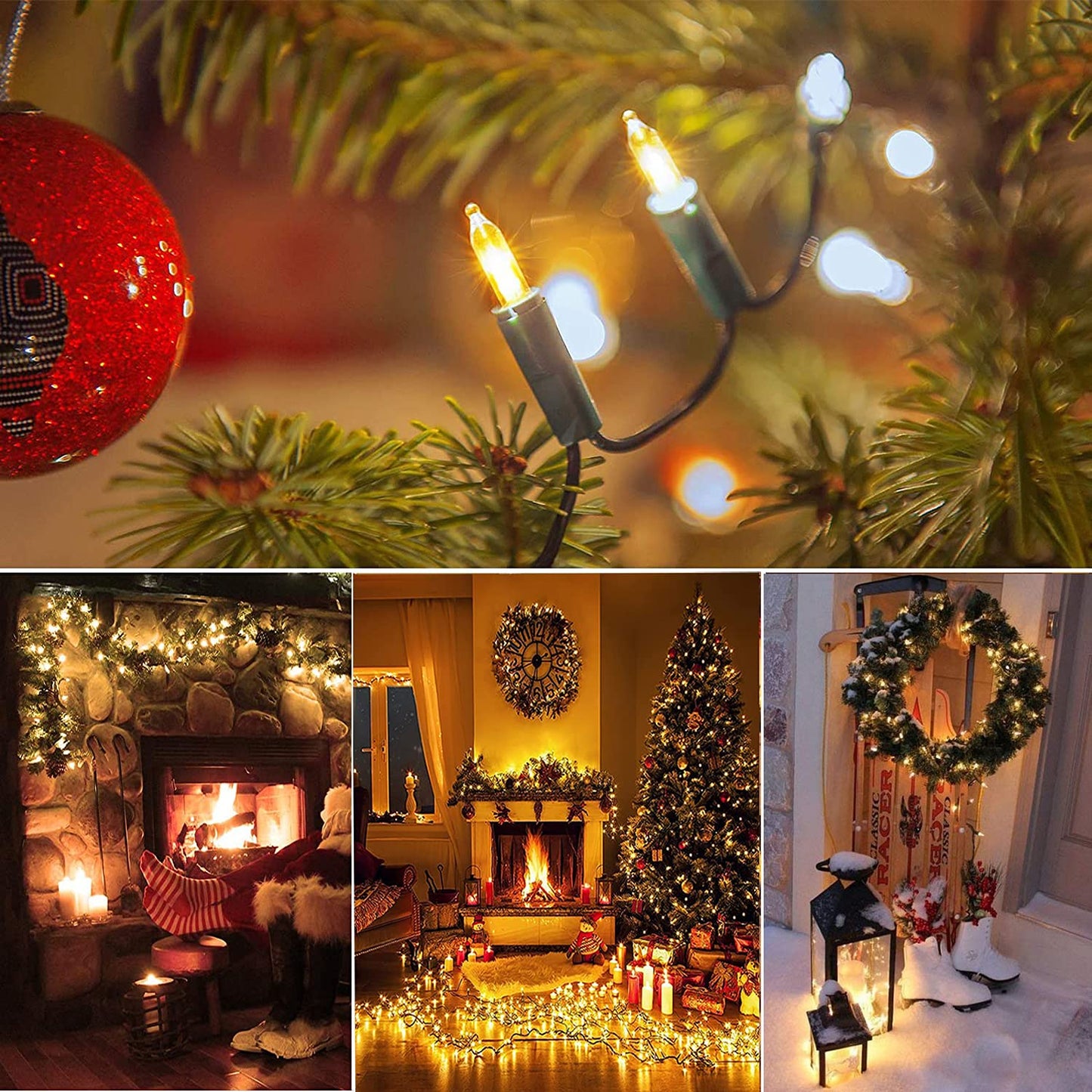 Battery Operated Christmas Lights, 2 Pack 17ft 50 LED Battery Operated String Lights with Auto-Timer 8 Modes, Waterproof Mini Lights for Outdoor Indoor Xmas Tree Wreath Holiday Decor, Warm White