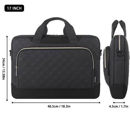 DOMISO 17 inch Laptop Bag 17.3 inch Laptop Sleeve Waterproof Laptop Shoulder Bag 17 inch Laptop Case for Men Women Business Office Work Computer Bag 17 Inch Adjustable Messenger Bag, Black