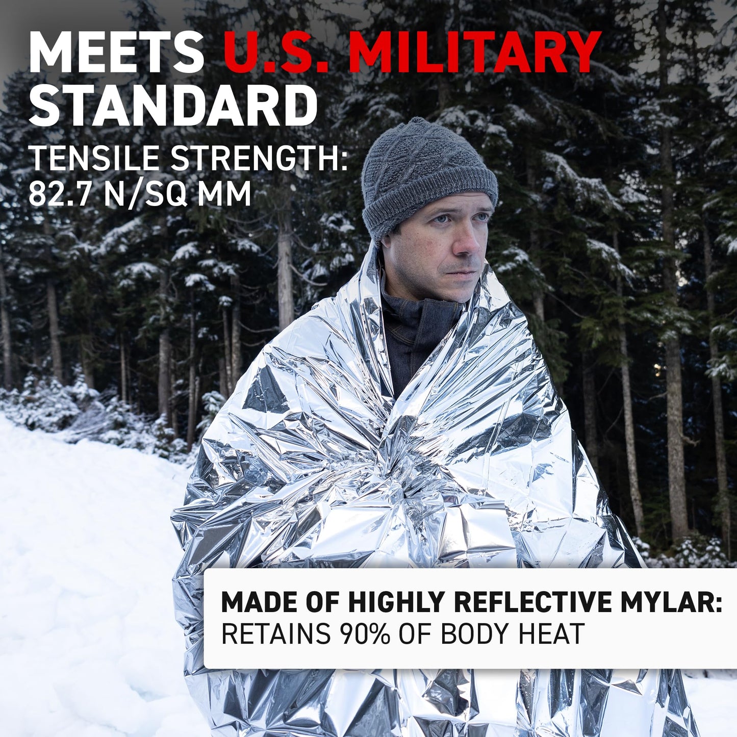72 HRS (Pack of 12) MIL-SPEC 137 × 224 cm Emergency Blanket-Mylar Blanket, Thermal Blanket Emergency, Waterproof, Retains 90% Body Heat for Winter Camping, Hiking, First Aid, Extreme Weather
