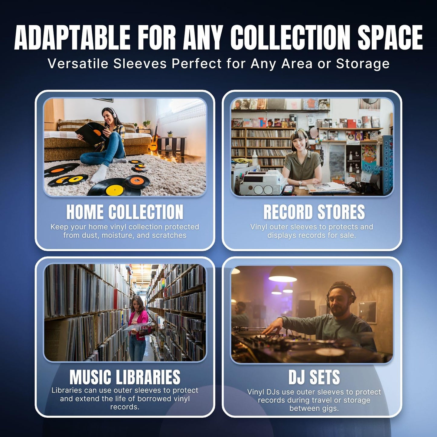 TNP 50 Vinyl Outer Sleeves Cover - Thick 3 Mil Vinyl Protective Sleeves 12.75" x 12.75" - Crystal Clear Plastic Record Sleeve for Single & Double LP Album Covers Storage Collection
