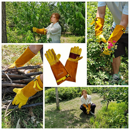 wfkwcxw Rose Bush Weeding Poison Ivy and Cactus Gloves for Adults, Long Garden Gloves Thorn Proof, Thoughtfully Paired with Rubber Gloves, Yellow, Large