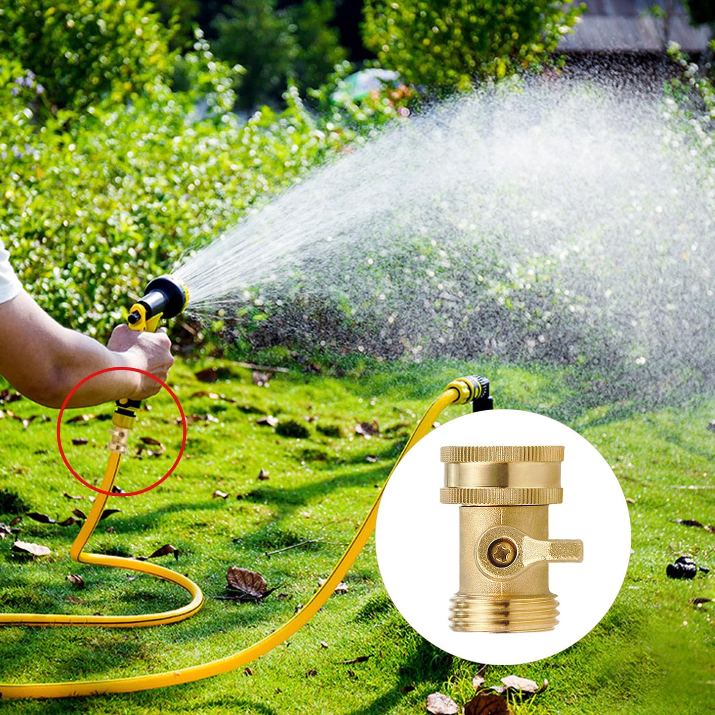 Water Hose Shut Off Valve,4 Pcs Heavy Duty 3/4 Inch Solid Brass Garden Hose Connector,Brass Garden Hose Shut Off Valve with 4 Pcs Rubber Washers
