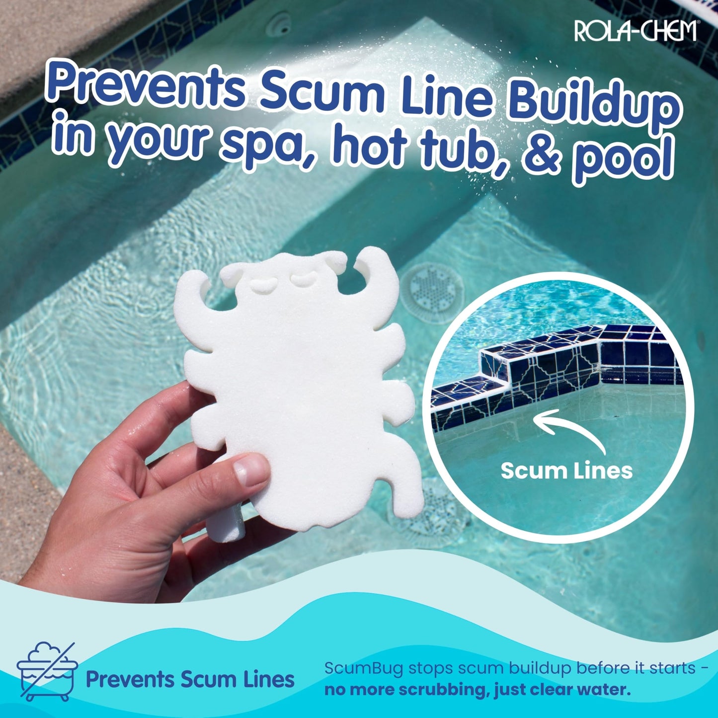 2 Pack Scumbug HotTub Scum Absorber – The Original, Highest Rated Scum Absorber Ever – Pool Sponge Oil Absorber for Hot Tub, Spa & Pool – Hot Tub Cleaning Tools That Soak Up Oil & Grime