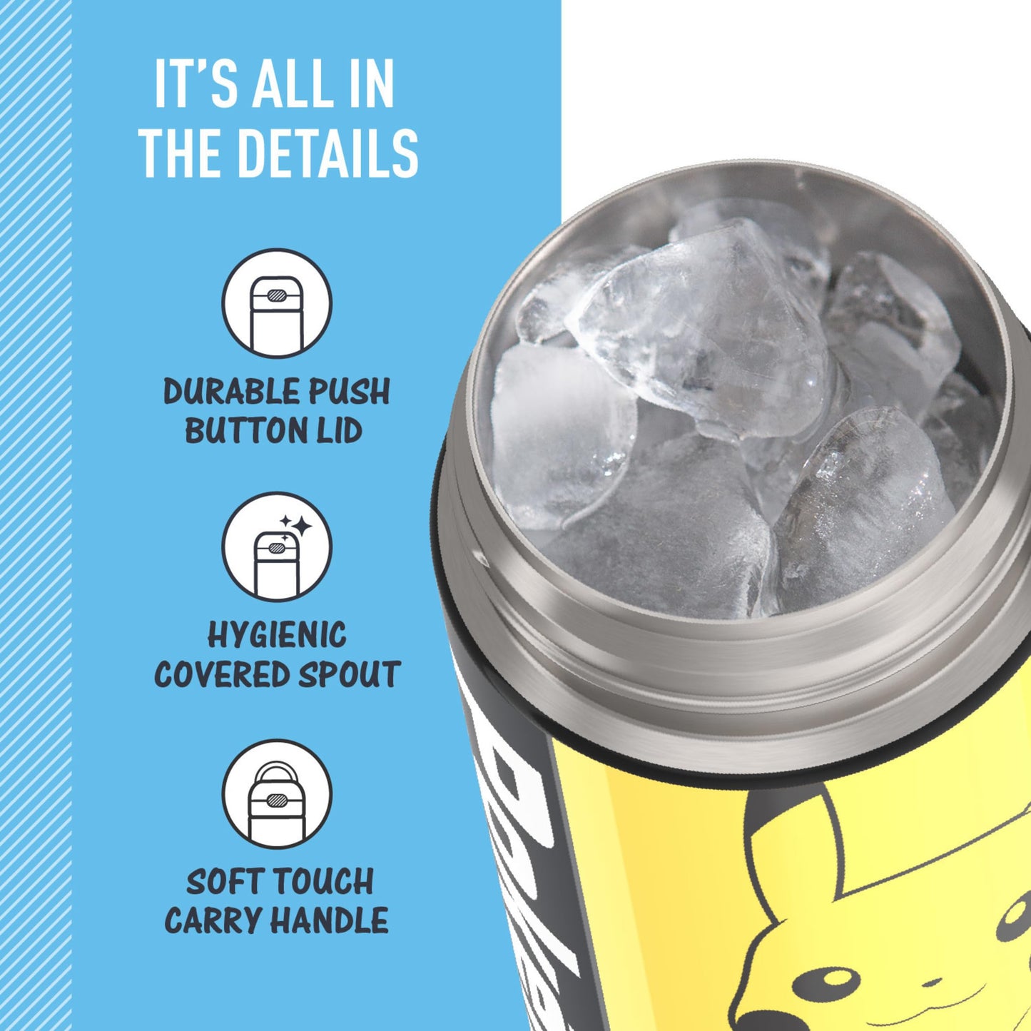 THERMOS FUNTAINER 16 Ounce Stainless Steel Bottle, Pokemon