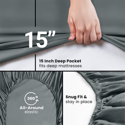 Utopia Bedding King Fitted Sheet - Bottom Sheet - Deep Pocket - Soft Microfiber -Shrinkage and Fade Resistant-Easy Care -1 Fitted Sheet Only (Grey)